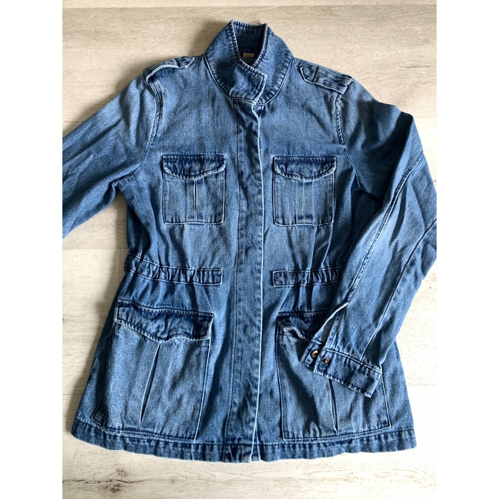 Vero Moda Womens‎ Denim Utility Jacket Medium Wash Blue Military Cargo S
